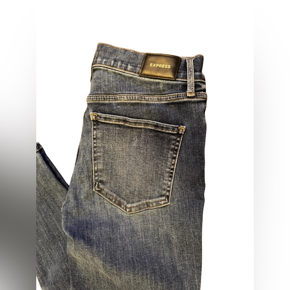 Express Women's Skinny Mid Rise Blue Denim Jeans Size 4 - Picture 5 of 7
